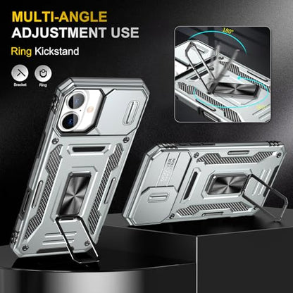 Phone Case for 16 Plus iPhone Case iPhone 16 Plus Phone Case with Kickstand Ring Holder (iPhone 16 Plus 【6.7 inch】 / Grey)
