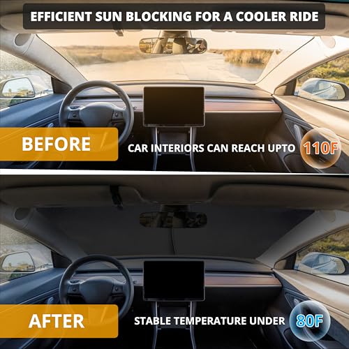 Tesla Windshield Sun Shade for Model 3 (Custom Size - Tesla Model-3 & Model-Y)