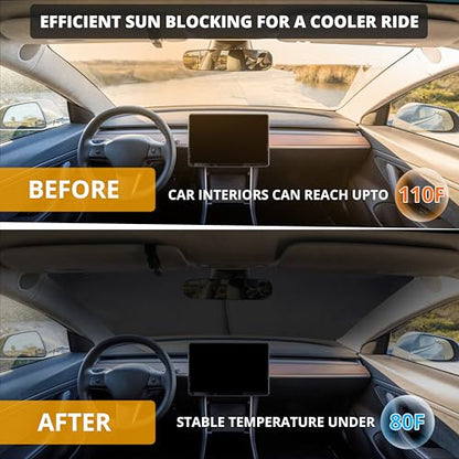 Tesla Windshield Sun Shade for Model 3 (Custom Size - Tesla Model-3 & Model-Y)