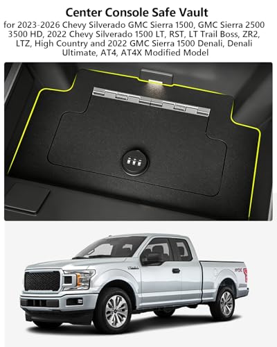 Center Console Safe Lock Box for Chevy Silverado GMC Sierra 2023 (Silverado GMC Sierra Safe Organizer)