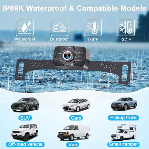 HD 1080P 7 Inch Wireless Backup Camera for Truck (7'' + License Plate Camera)