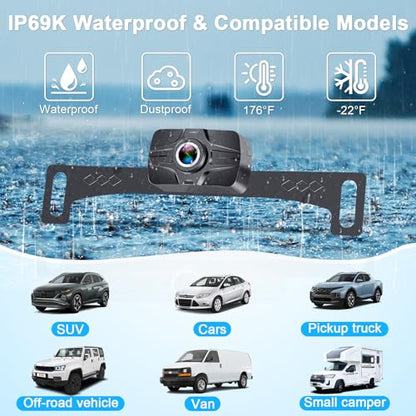 HD 1080P 7 Inch Wireless Backup Camera for Truck (7'' + License Plate Camera)