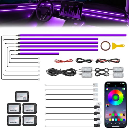 Acrylic Interior Car LED Strip Light with Wireless APP (RGB color 18 in 1)
