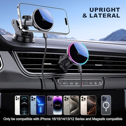 for Mag Safe Car Mount Charger Dash Windshield Vent Magnetic Phone Holder (Black)