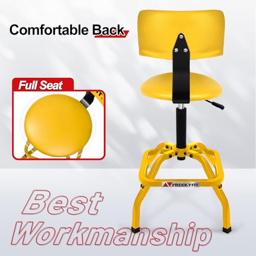 Shop Stool with Backrest (Yellow)