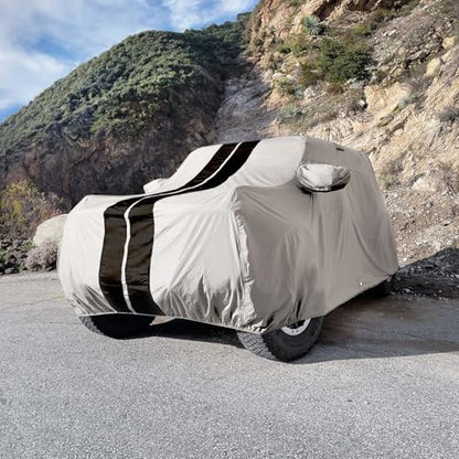 SUV Car Cover All Weather for 1990 (Light Gray / Black (Stripe) / 48. Blazer S10 4-Door 1990-1994)