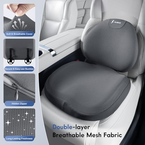 Seat Cushion and Lumbar Support Pillow for Office Chair Car (Gray / 2Pcs)