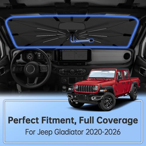 Windshield Sun Shade Umbrella for Jeep Gladiator 2020 (for Jeep Gladiator 2020-2026)