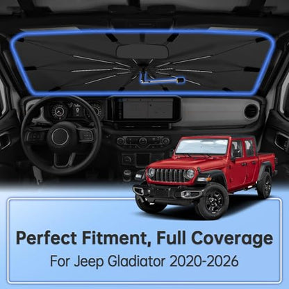 Windshield Sun Shade Umbrella for Jeep Gladiator 2020 (for Jeep Gladiator 2020-2026)