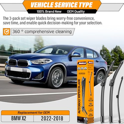 Windshield Wiper Blade Replacement for BMW X2 2018 (24"+20"+13")