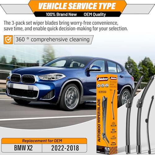 Windshield Wiper Blade Replacement for BMW X2 2018 (24"+20"+13")