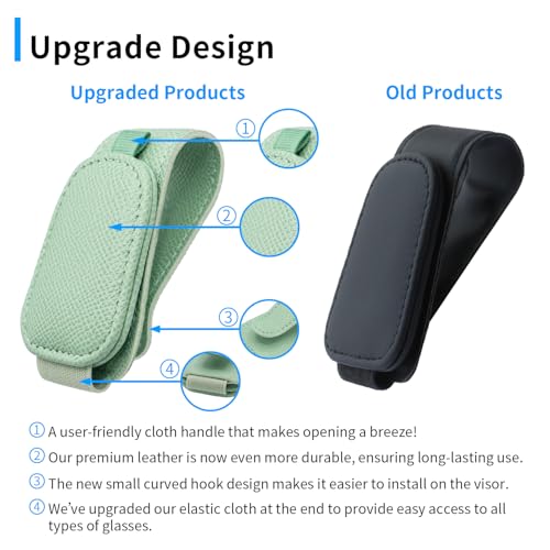 2 Packs Magnetic Sunglass Holder for Car Visor (Green / 2pcs)