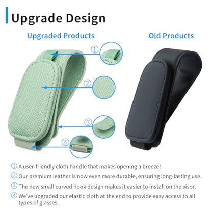 2 Packs Magnetic Sunglass Holder for Car Visor (Green / 2pcs)