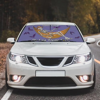 Funny Skeleton Skull Car Windshield Sun Shade Umbrella Sunshade Block UV Rays Sun Visor Protector Auto Windshield Sunshade to Keep Vehicle Cool for Cars Trucks & Suvs 57 X 30 in (57'' X 30'' / 28-3-26-REY-1)