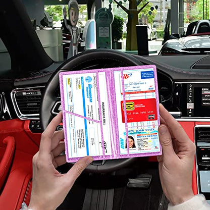 Car Registration and Insurance Card Holder (Glitter Purple)