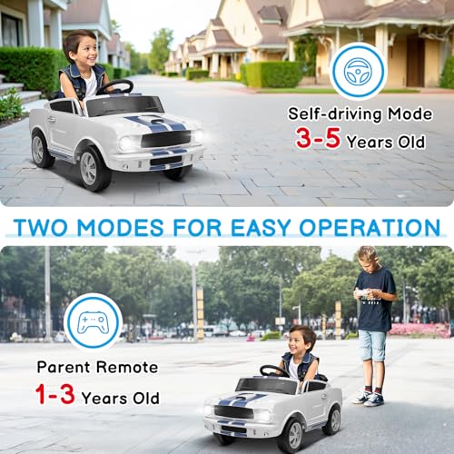 12V Licensed Shelby Electric Car for Kids (White)