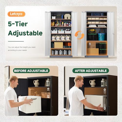 Metal Storage Cabinet with Lock Door (71 X 32 X 16 In(H X W X D) / Grey White)