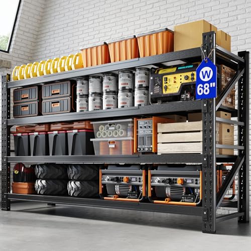 68" W Metal Garage Storage Shelves (68"Wx24"Dx63"H)