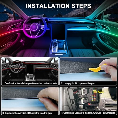 Dreamcolor Acrylic Interior Car LED Strip Light with Wireless APP (Dreamcolor 6 in 1)
