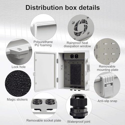 Outdoor Electrical Junction Box (13"H x 9.2"L x 4.6"W & Outlet)