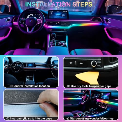 Interior Car LED Strip Lights with Wireless APP (10 Pieces)