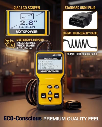 MP69033 Car OBD2 Scanner Code Reader Engine Fault Scanner CAN Diagnostic Scan Tool for All OBD II Protocol Cars Since 1996 (Yellow)