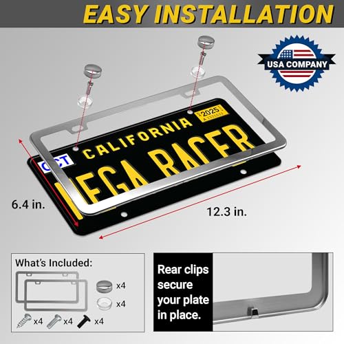 Premium Slim Mirror Chrome License Plate Frames (Chrome / 2 Piece)