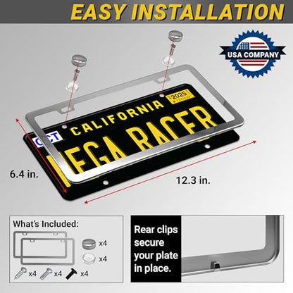 Premium Slim Mirror Chrome License Plate Frames (Chrome / 2 Piece)
