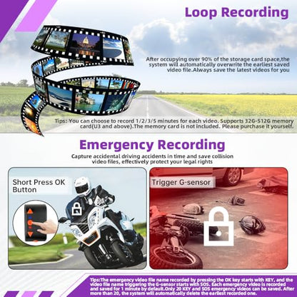 Dual 2K Wireless Carplay Motorcycle Dash Camera (CS6)