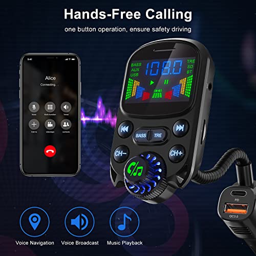Bluetooth 5.3 FM Transmitter for Car Bluetooth Car Adapter (Beige)