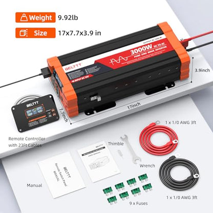 3000W Pure Sine Wave Inverter 12V DC to 120V AC (3000W)