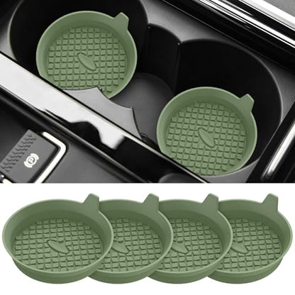 Car Cup Holder Coasters [4 Pack] Silicone Cups Mats (4pack-olive Green)