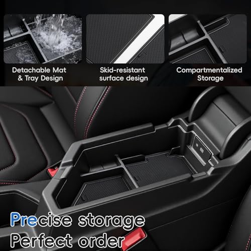 Car Center Console Organizer Tray Compatible for 2020 2021 2022 2023 2024 2025 2026 Volkswagen VW Jetta Accessories Armrest Storage Box Tray Organizer Middle Console Insert Holder