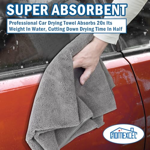 Professional Large Microfiber Car Drying Towels 4 Pack (Grey / 31 x 24 Inch)