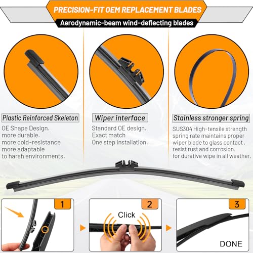 Windshield Wiper Blade Replacement for Ford Edge 2015 (28"+28"+15")