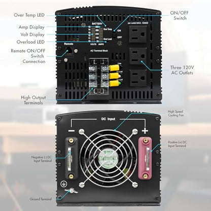 EL3748 12V 10000 Watt Power Inverter with Remote Control 20000 Watt Surge Peak Proline 12 Volt Power Converter for Home RV Camping Van Life Off Grid (10000W - 12V)