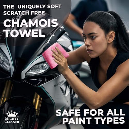 Premium Shammy Cloth for Car Drying (Pink, Blue, Yellow)