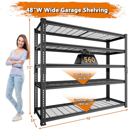 Storage Shelves Heavy Duty (5 Tier 48"W x 18"D x 72"H)