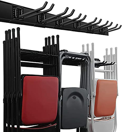 Garage Storage Organization Wall Mount Folding Chair Hangers (6Hooks+3Panels)