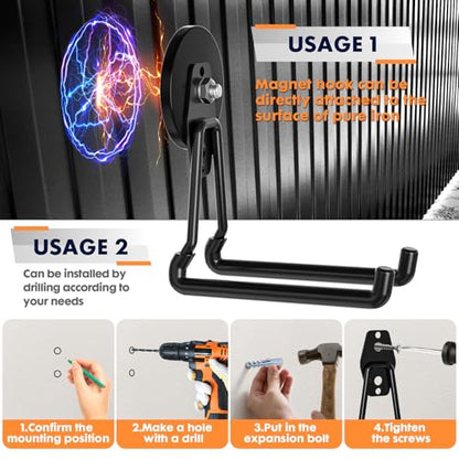 Upgraded Magnetic Garage Hooks (Black3pro)