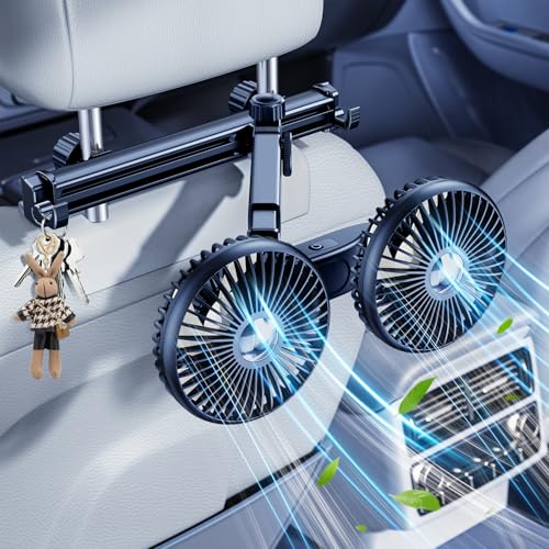 Long Arm Dual Head Car Cooling Fans for Back Seat for Kids (USB Powered-Long Arm)
