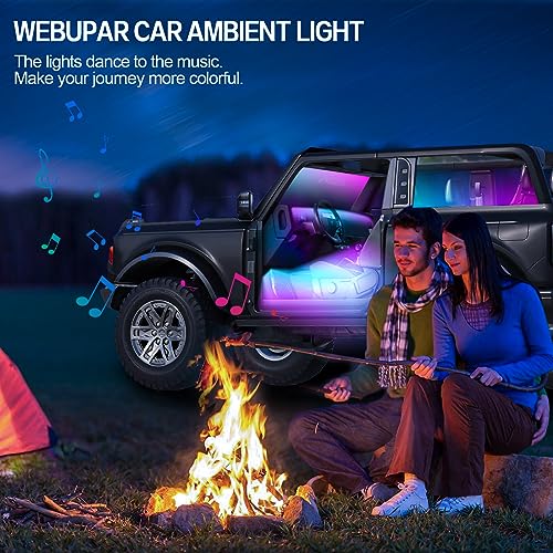 Dreamcolor Acrylic Interior Car Light 10 in 1 Automotive Ambient Light Kits with APP Control 16 Million Color 175 inches Fiber Optic Car LED Strip Light (dreamcolor 10 lights)