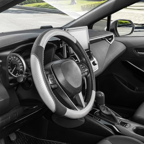 Car Steering Wheel Cover 14.5" (Standard size[14 1/2''-15''] / Black and Sliver)