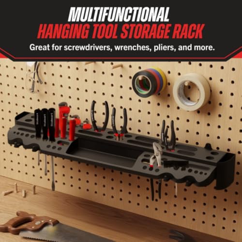 Wall Mount Hand Tool Organizer with 61 Holes and 4 Hooks