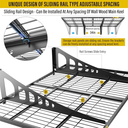 2x3ft Adjustable Rail Wall Garage Storage Shelf (2x3ft-1pack)