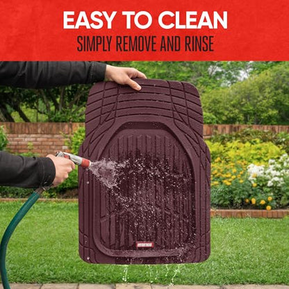 FlexTough Floor Mats for Cars (Full Set (Full Size) / Burgundy)