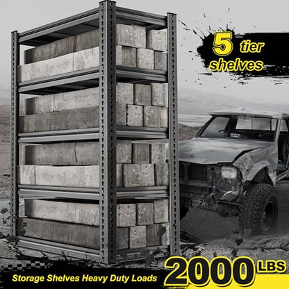 Garage Shelving Load 2000 LBS (Black)