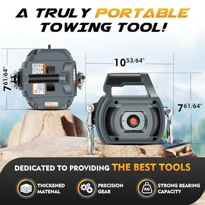Portable Drill Winch of 1000 LB (1000 lb. Capacity Synthetic Rope（Grey）)
