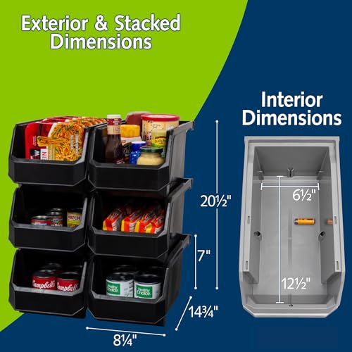 Akro Mils ReadySpace Large Stackable Plastic Storage Bins (Black / Large, 6-Pack)