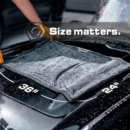 Microfiber Car Drying Towel 24"x36" (Charcoal Grey / 24"x36" Double sided)